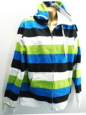 Split Stripe Cotton Blend Hoodie Unisex size M
